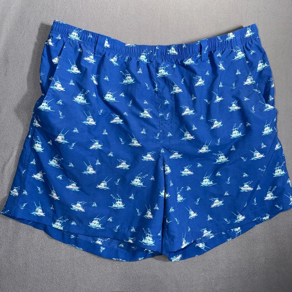 Columbia XL Blue Fishing‎ Boat Print PFG Backcast Coastal Nautical Gorpcore